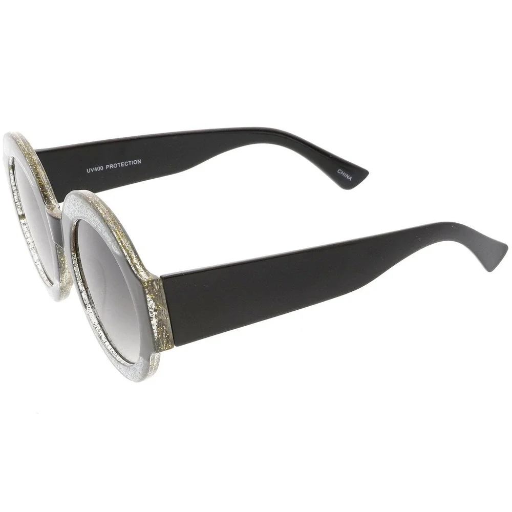 Round Glitter Sunglasses Women Fashion Statement Sun‎ Glasses UV400 Protection